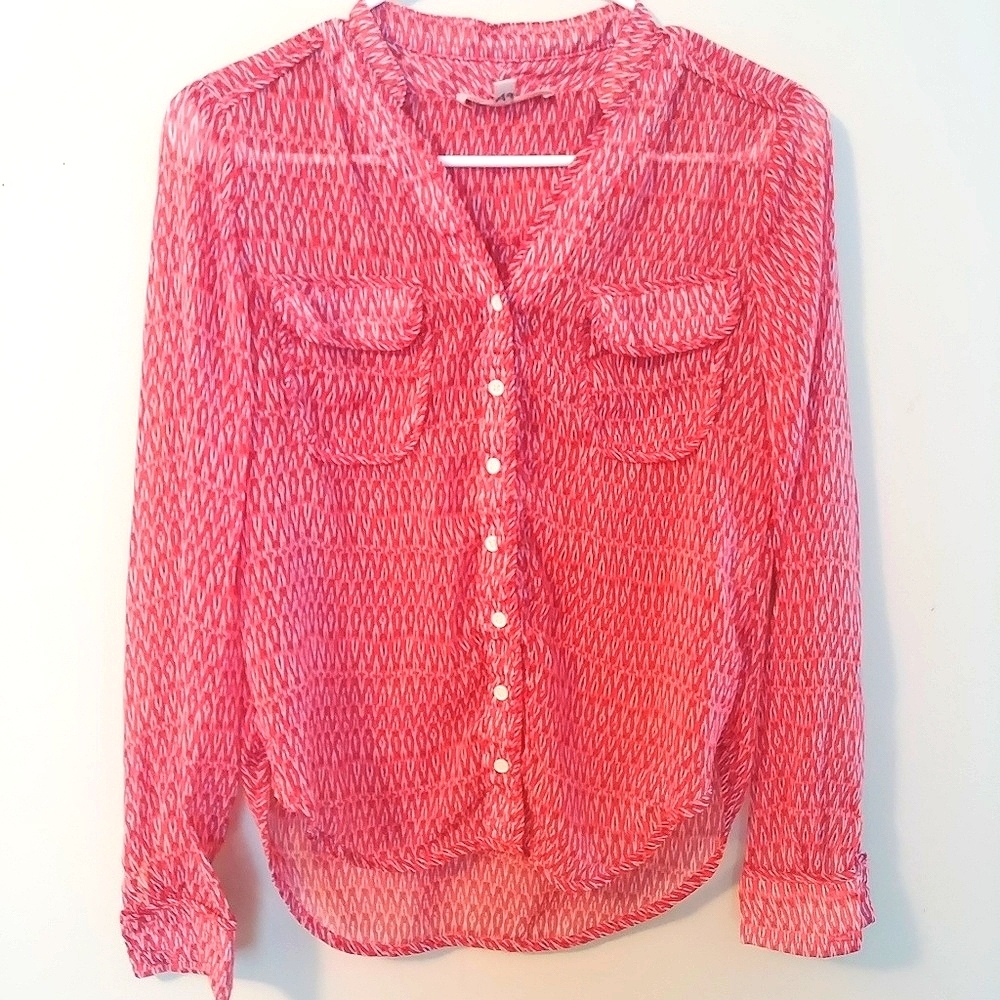 Red & Blue Button Up Blouse